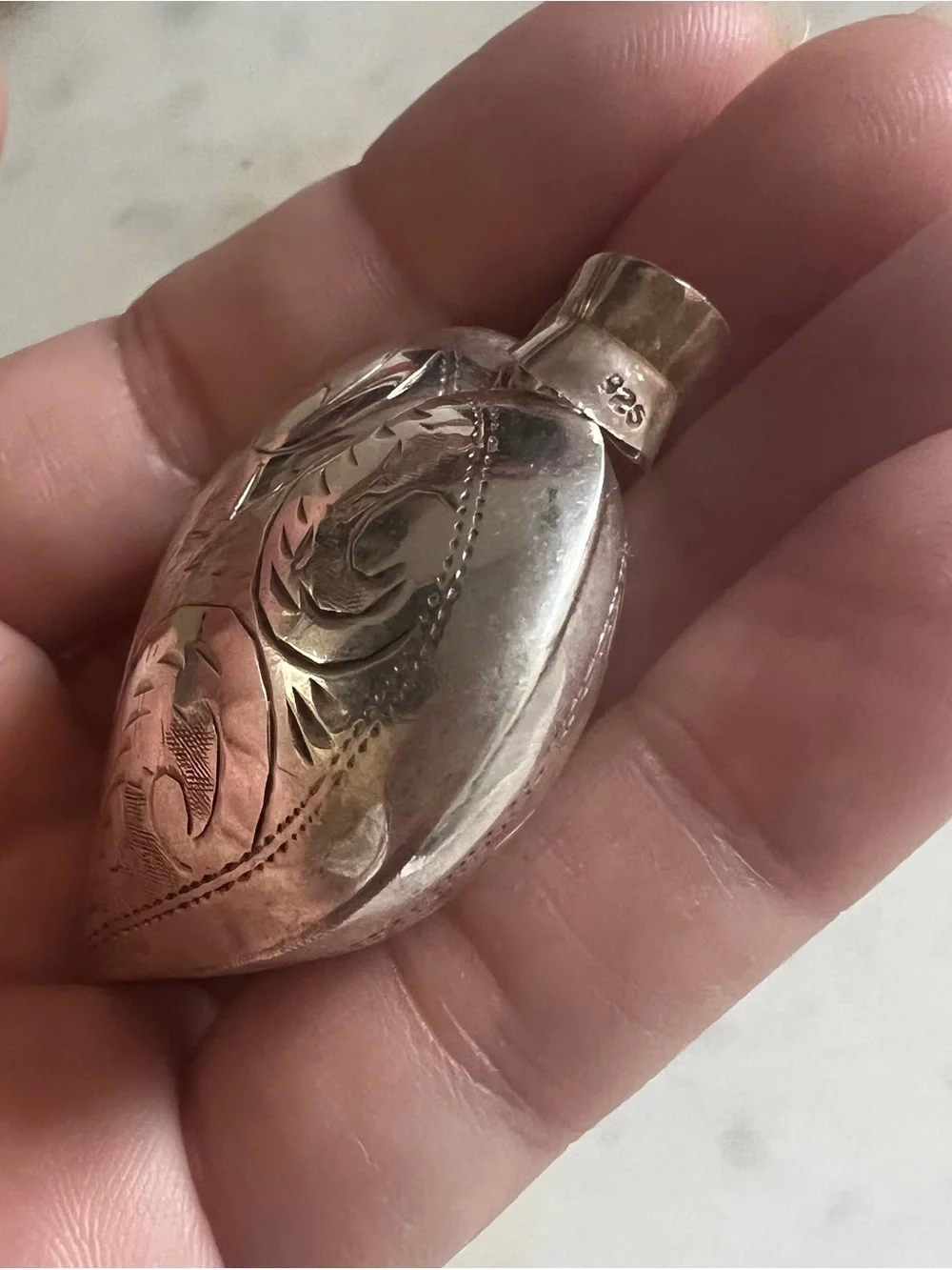 Vintage Sterling Silver Oversized 2” Puffy Heart Necklace 925 Statement 22g - Picture 5 of 16